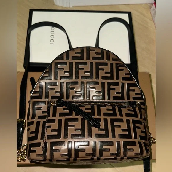 Fendi | Bags | Fendi Mini Backpackbrown Leather Ff Backpack  display picture 2